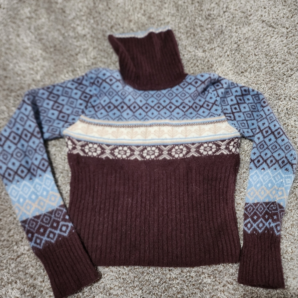 Reference Point Women's Multicolor Patterned Turtleneck Sweater M Made In Korea
